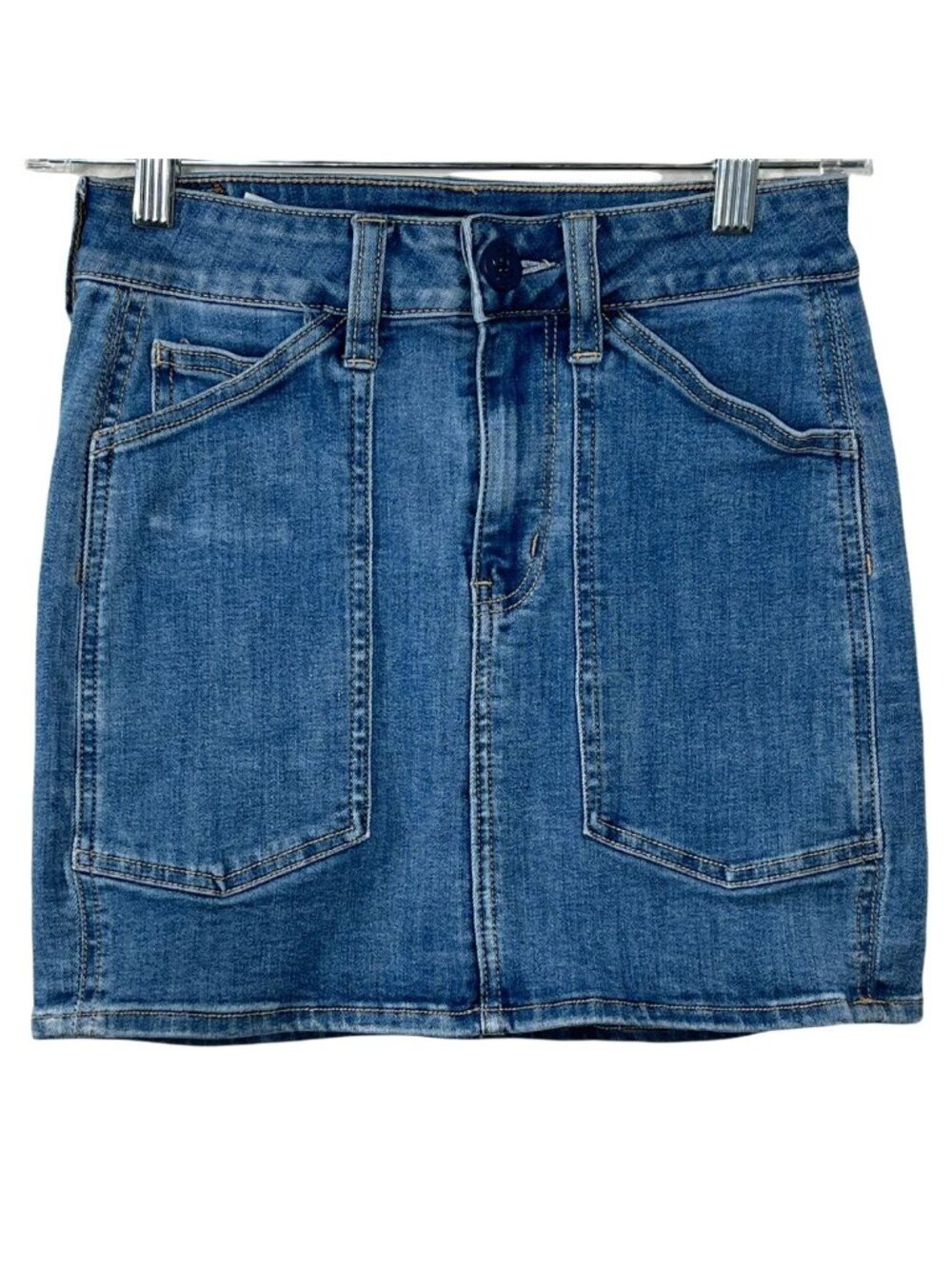 American Eagle Denim Mini Skirt Women’s 0 High Rise Stretch Blue Jean